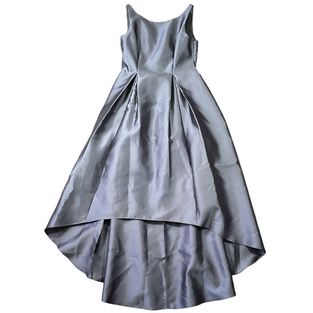 Adrianna Papell Pewter Grey Mikado Hi-Lo Gown sz 8 - Picture 2 of 14